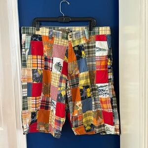 Men’s Siegfried Vintage Multi Color Patchwork Madras 100% Cotton Shorts Size 40